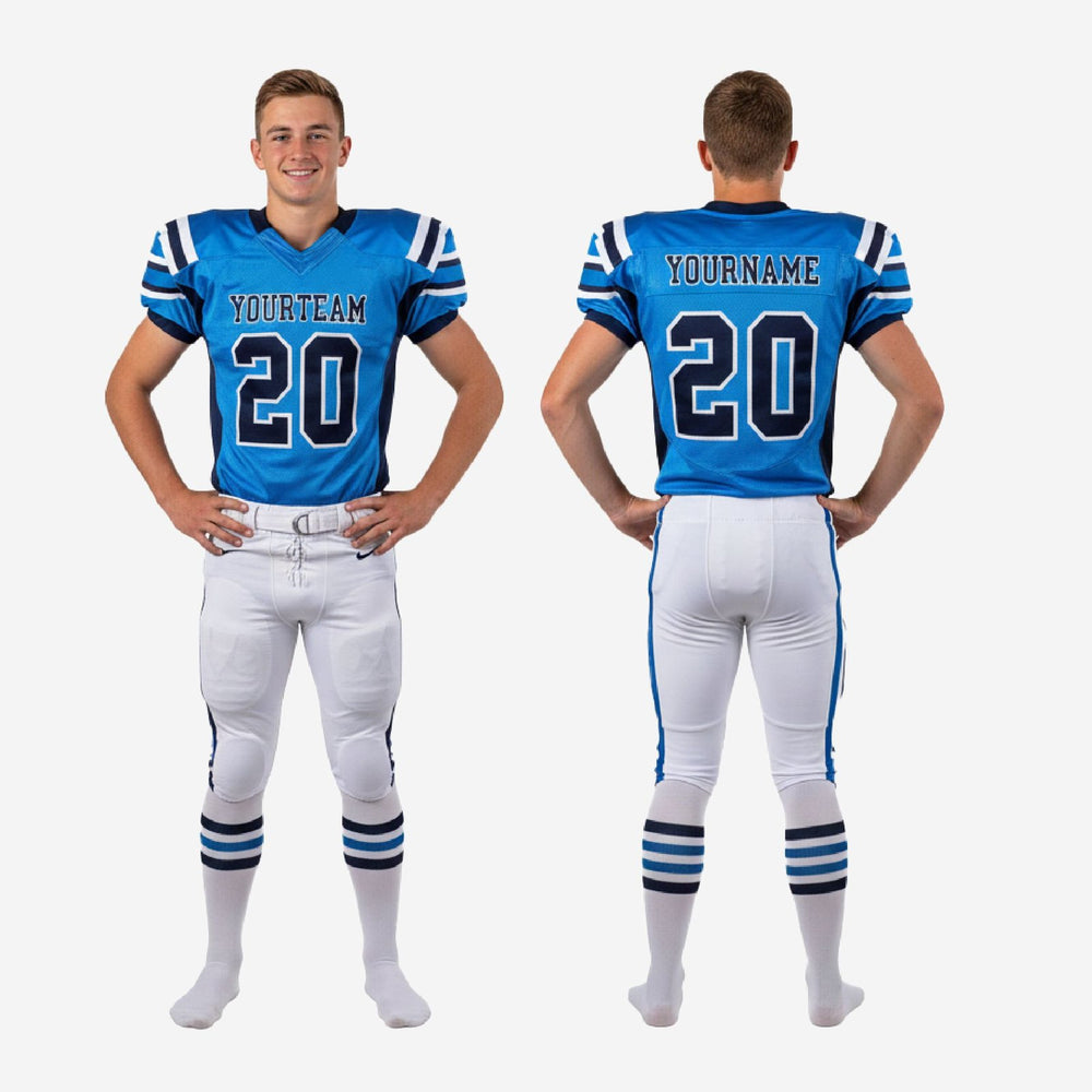 Fade Resistant Blue Youth Football Uniforms - Custom Royal Blue Set