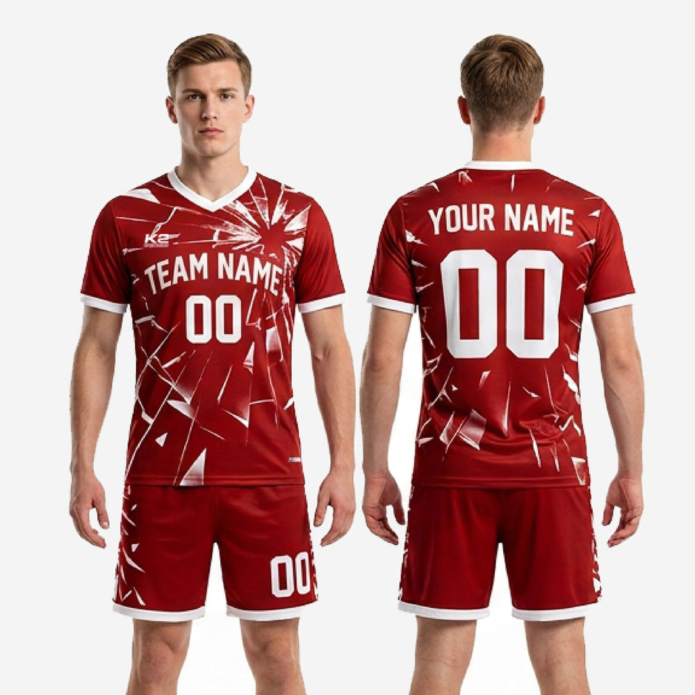 Bold Crimson Custom Red and Black Soccer Uniforms Set