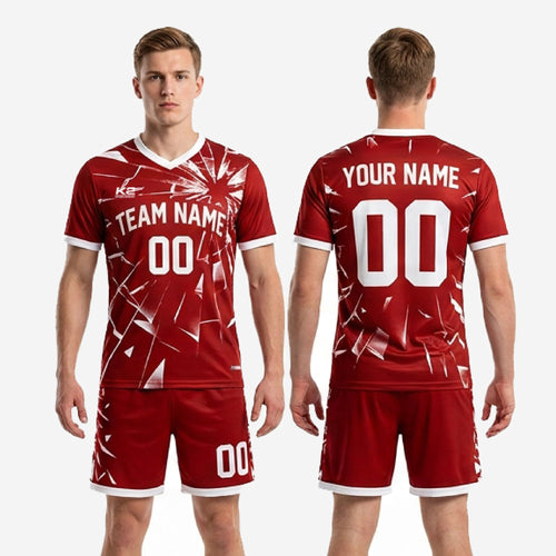 Bold Crimson Custom Red and Black Soccer Uniforms Set