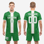 Bold Kelly Green men's soccer uniform full kit back view showing player name and number print zones
