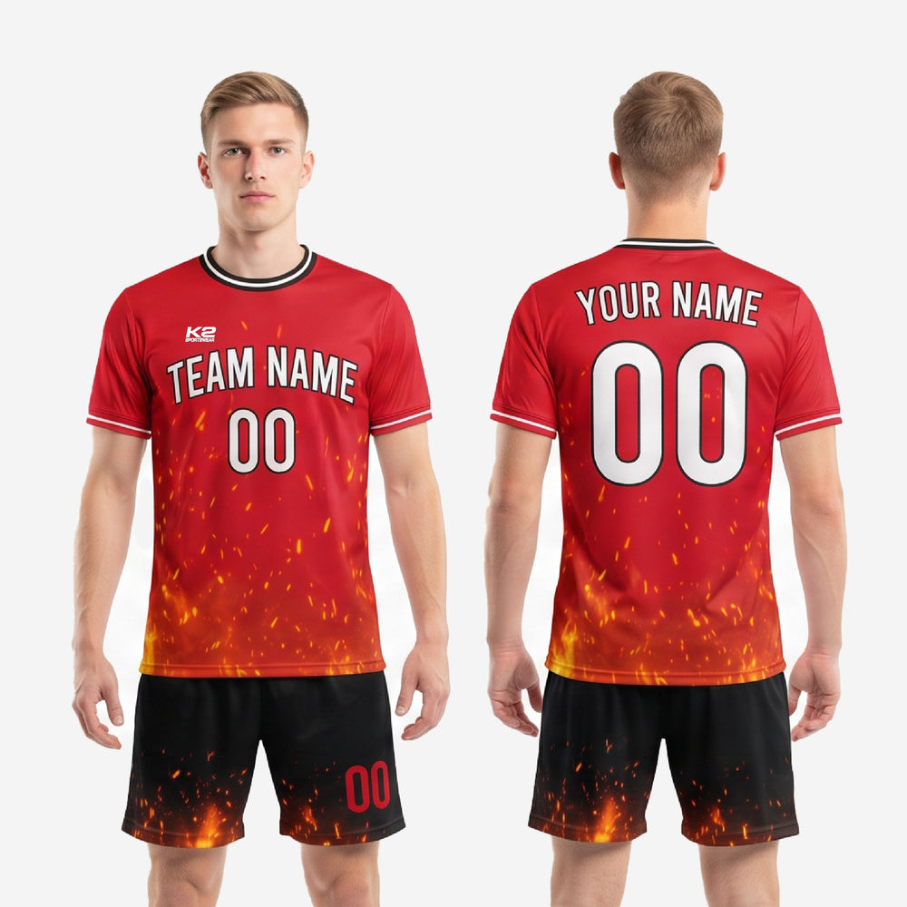 Bold Red Custom Red and Black Soccer Uniforms Team Kit