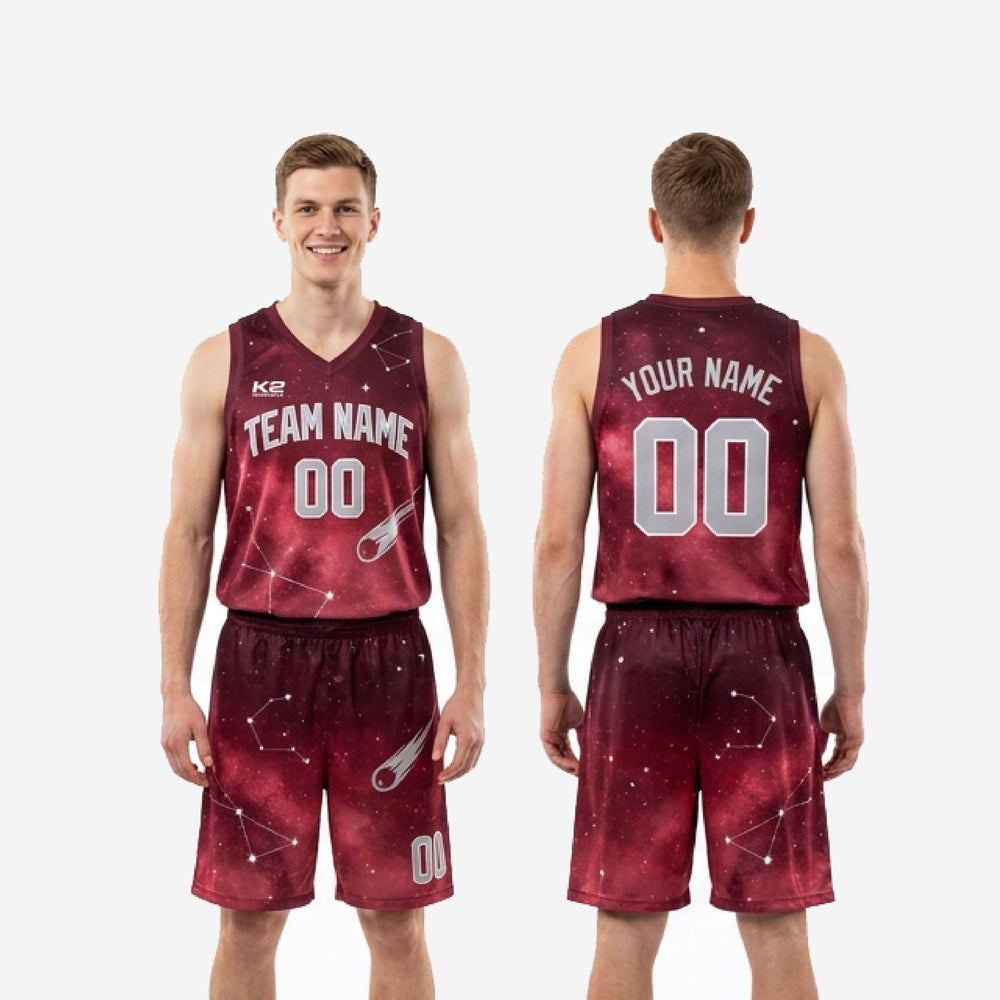 Custom Burgundy Basketball Uniforms - Galaxy Set, Approved Before Printing