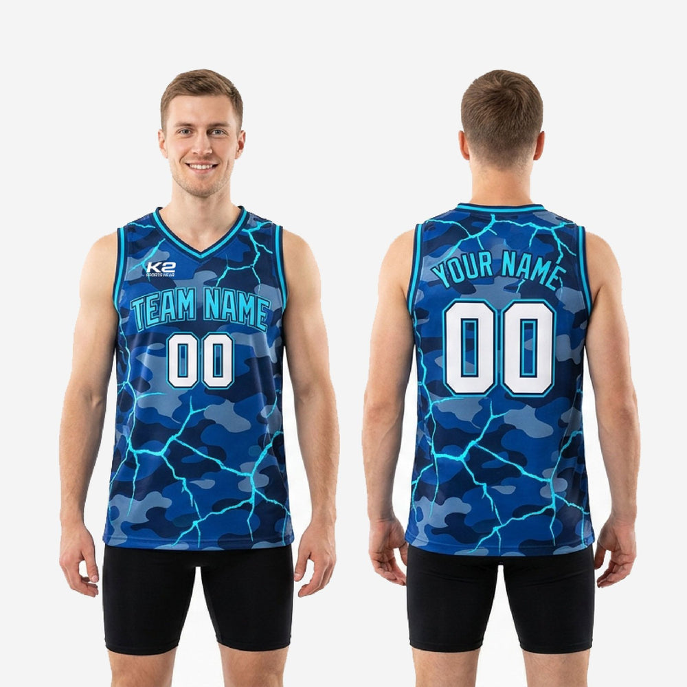 Camo Custom Basketball Jerseys - Navy Blue Sleeveless Jersey