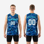 Size and spec chart for custom camo basketball jerseys in youth and adult sizing with measurement guide