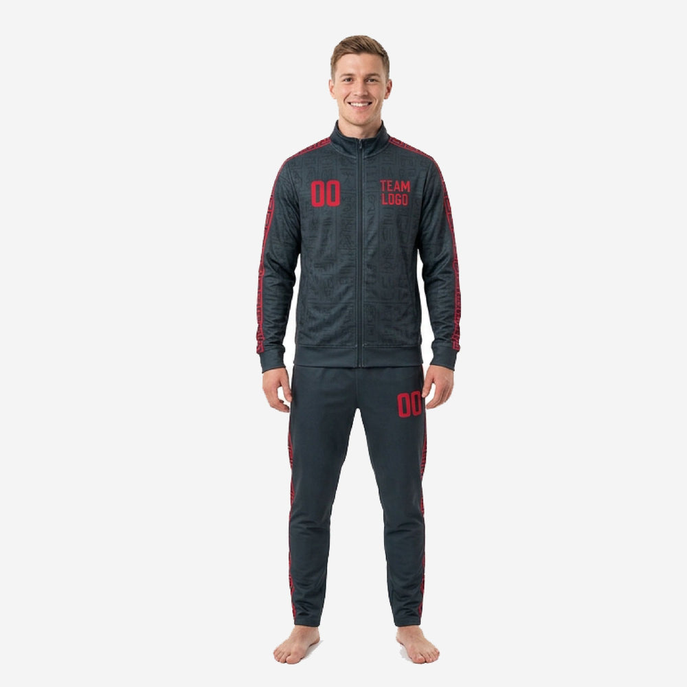 Charcoal/Crimson Custom Red and Black Soccer Tracksuit | 2-Piece Set