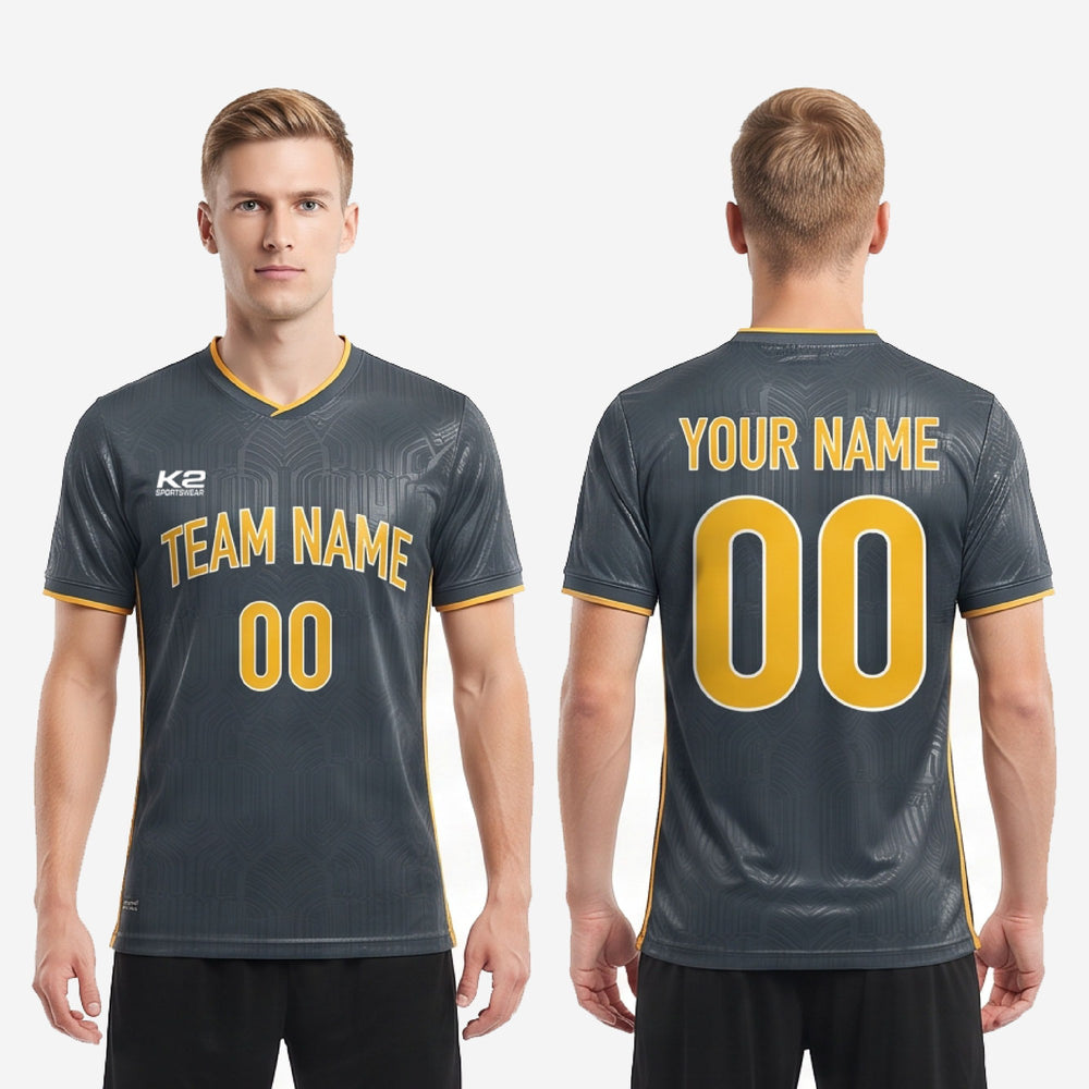 Charcoal/Gold Custom Men's Soccer Team Jerseys | Full Sublimation