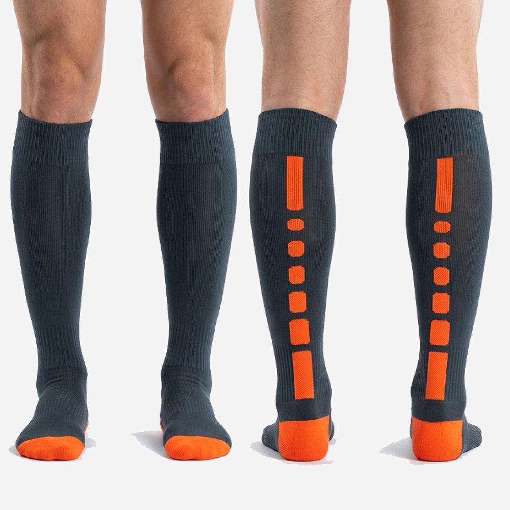 Two-Tone Orange and Black Soccer Socks | Custom Athletic Cut