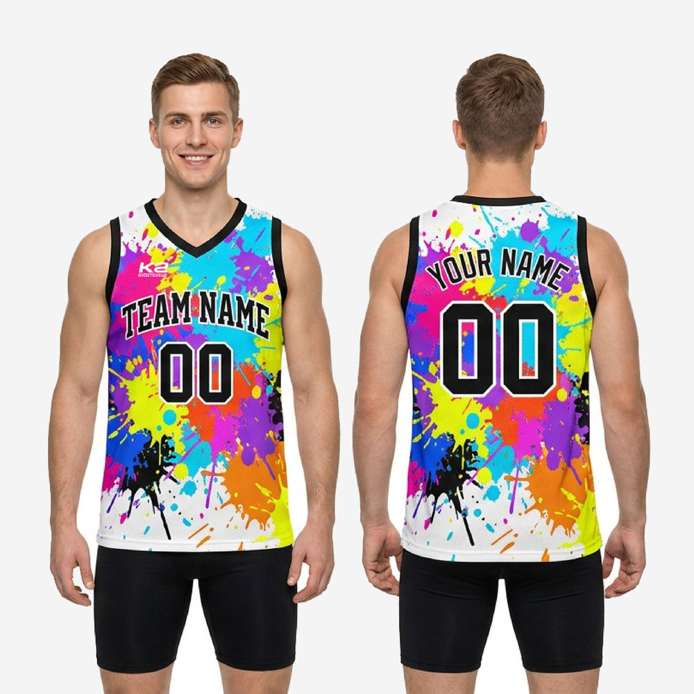 Custom Colorful Basketball Jersey with Your Logo - White Splash