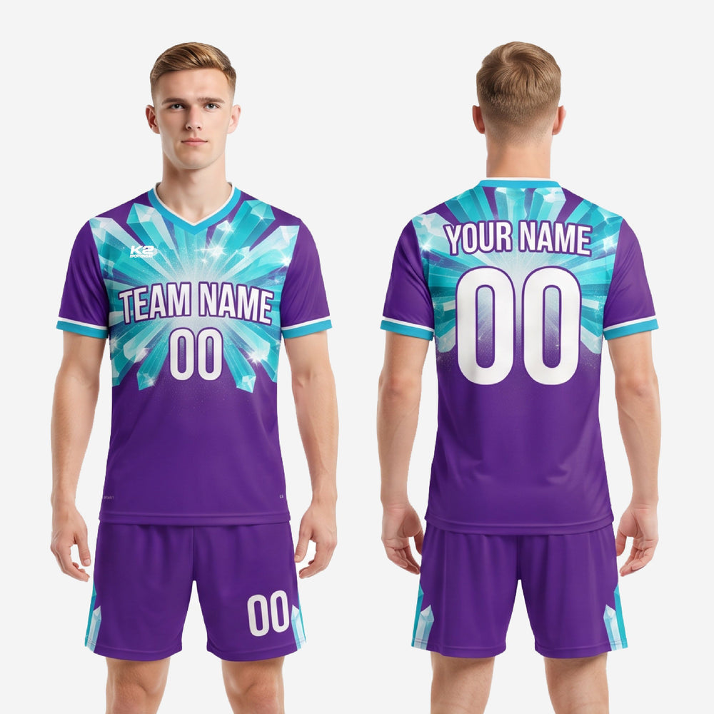 Purple & Teal Crystal Soccer Kit | Custom Sublimated Team Uniform