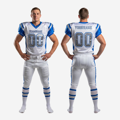 Custom American Football Uniforms - White and Blue Team Order Set