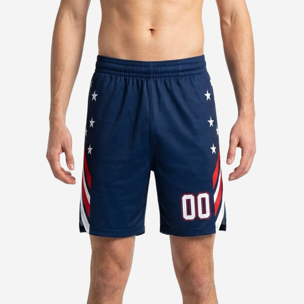 Custom Basketball Shorts for Teams - Navy, Red and White