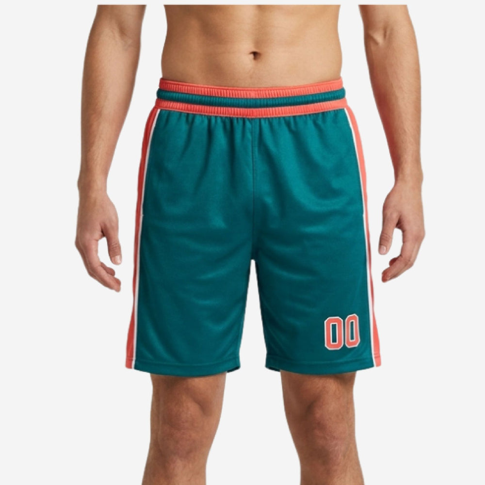 Matching Teal Custom Basketball Shorts for Teams - Side Panel
