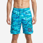 Custom basketball shorts size and specification sheet showing youth through adult size run and fabric details