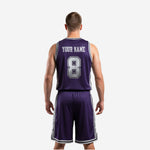 Custom reversible basketball uniform close detail showing sublimated trim on neckline and armhole