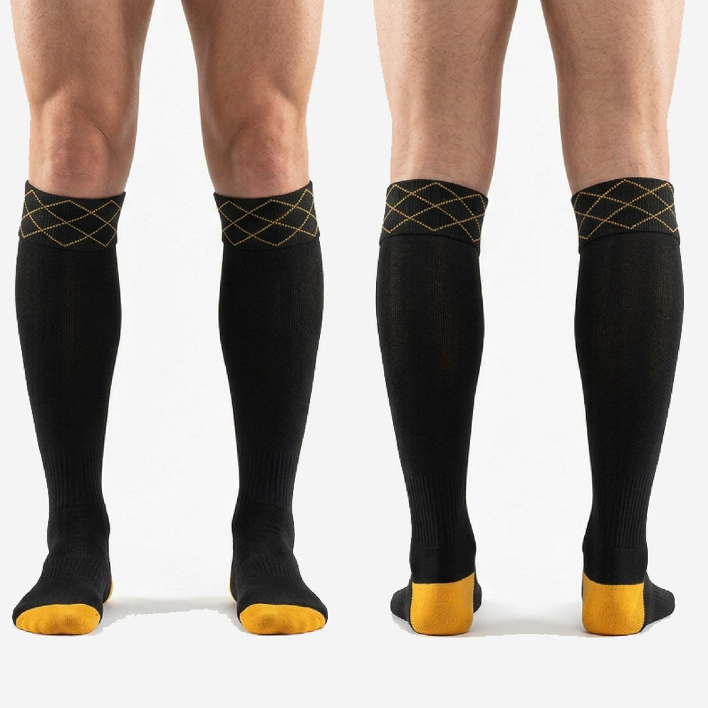 Custom Black Gold Soccer Socks - Athletic Cut