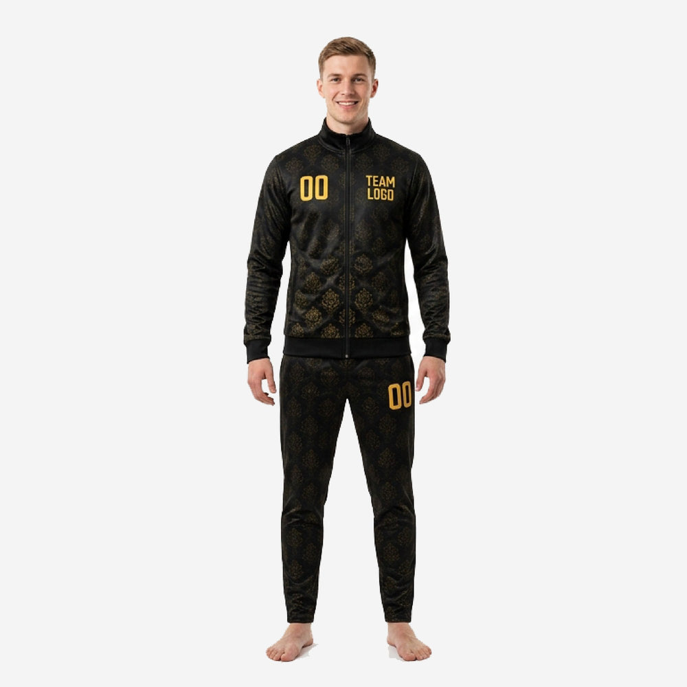 Custom Black and Gold Soccer Tracksuit, Youth and Adult Sizes