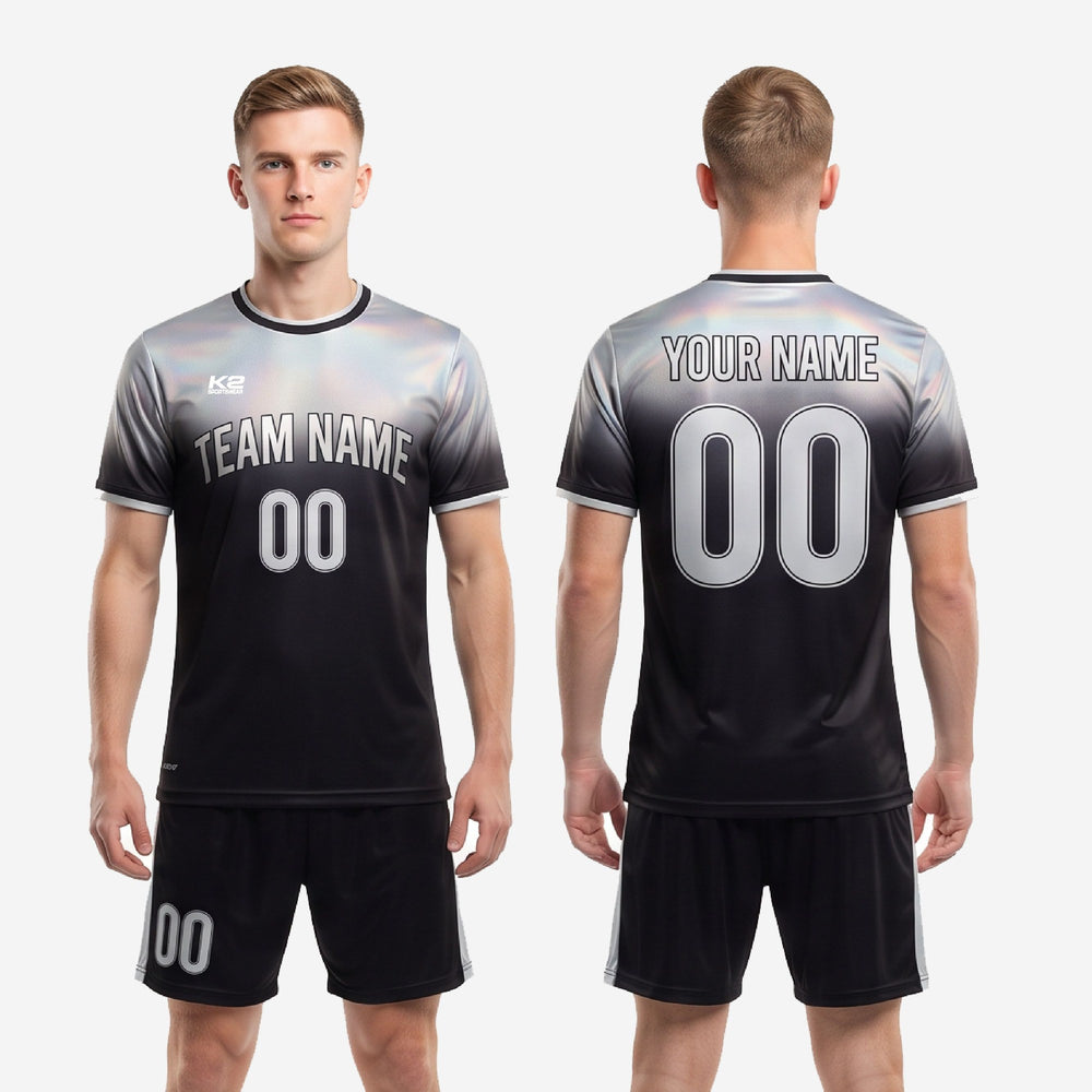 Custom Black and White Soccer Uniforms, Youth and Adult Sizes