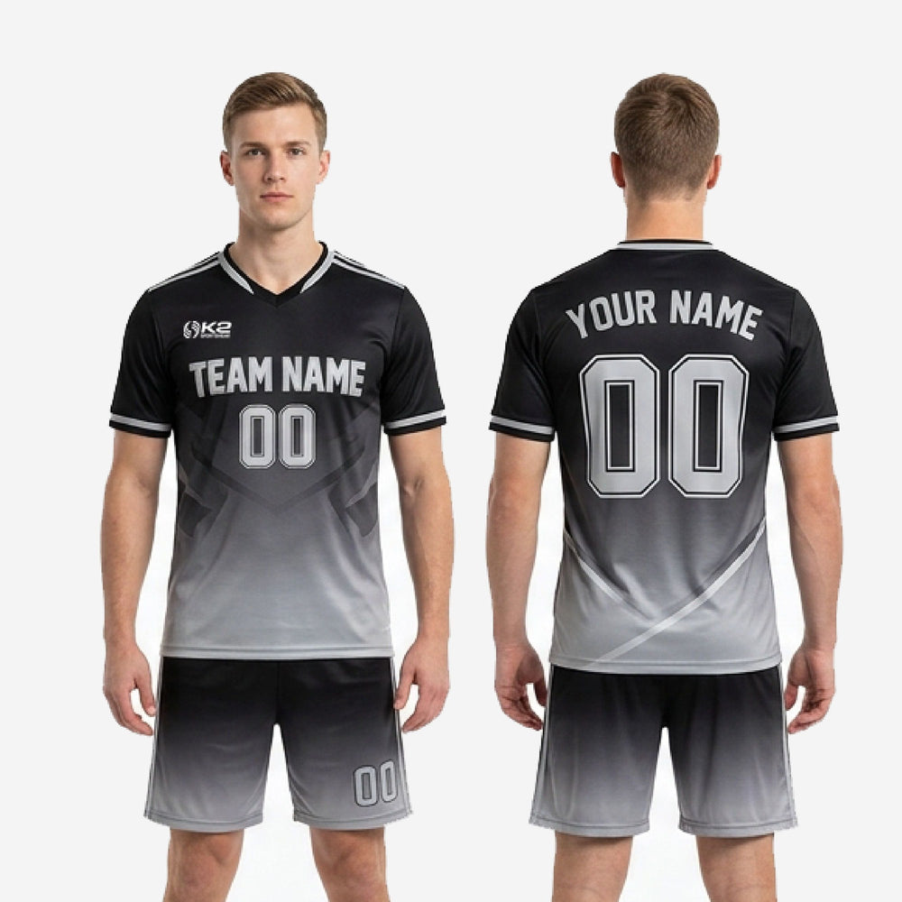 Custom Black and Gray Soccer Uniforms - Kit for Club Leagues