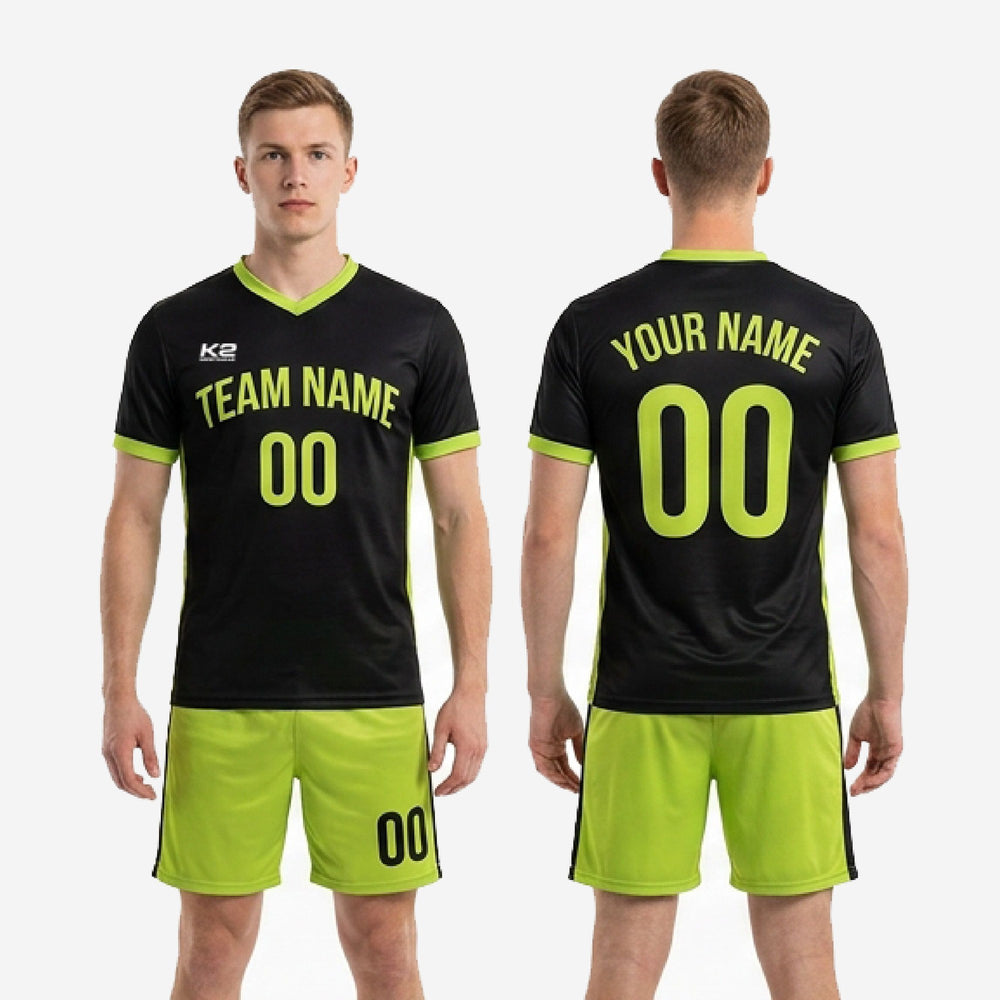 Custom Black and Green Soccer Uniforms - Made to Order Kit