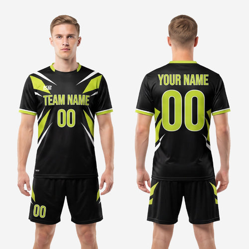 Custom Black and Lime Green All Black Soccer Uniforms - Full Sublimation