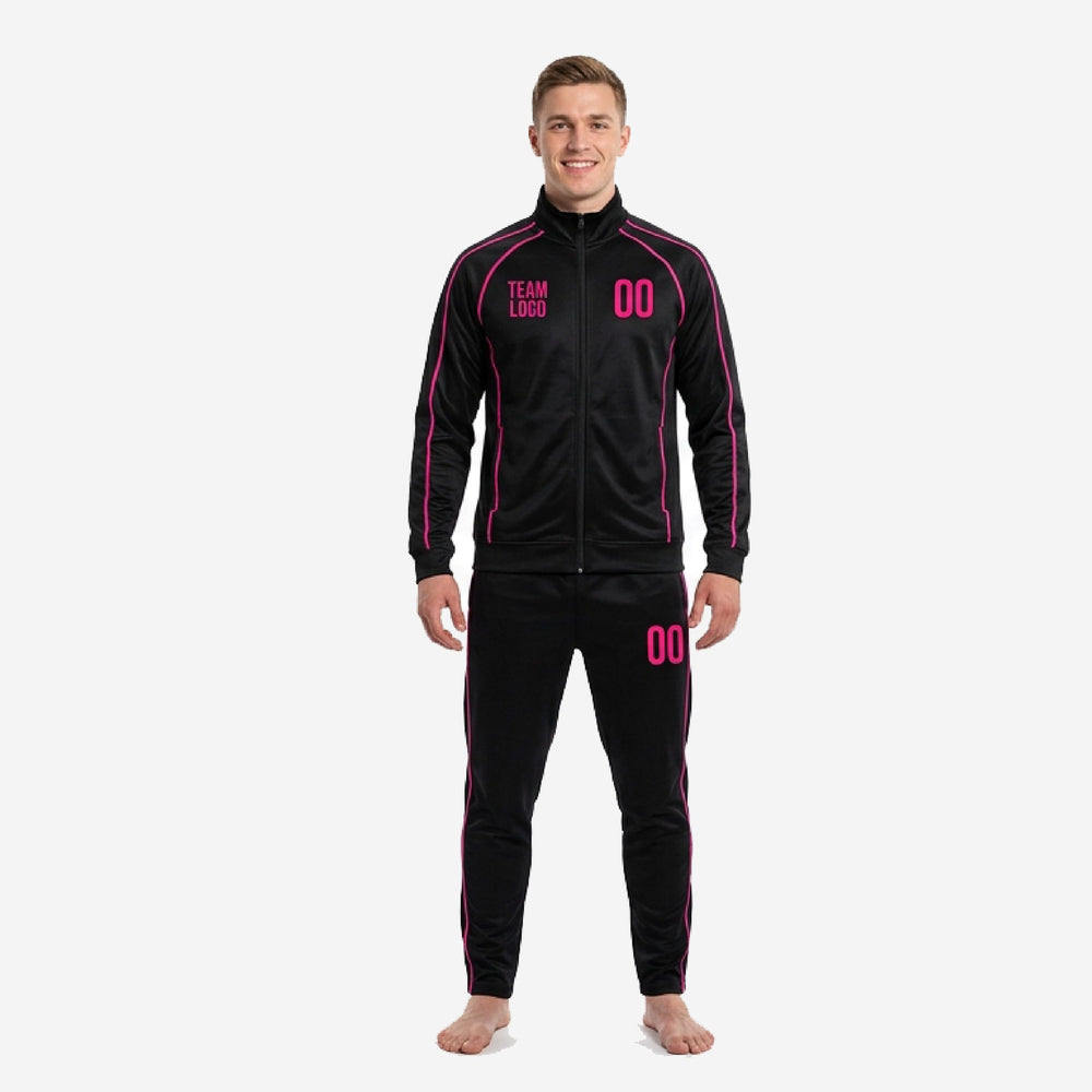 Custom Black and Pink Soccer Tracksuit with Team Name and Numbers