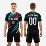 Back view of custom black soccer training jersey with full sublimation print and player number placement