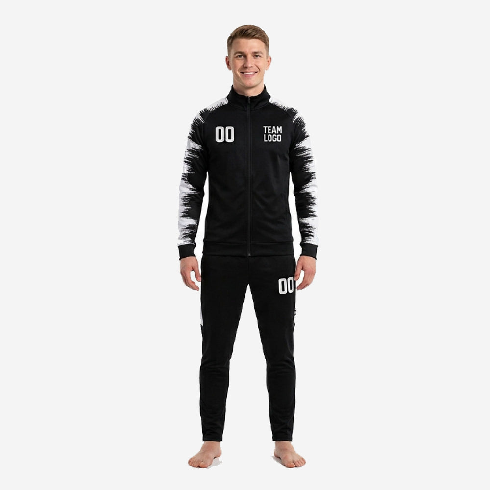Custom Black and White Soccer Tracksuit - Team Numbers