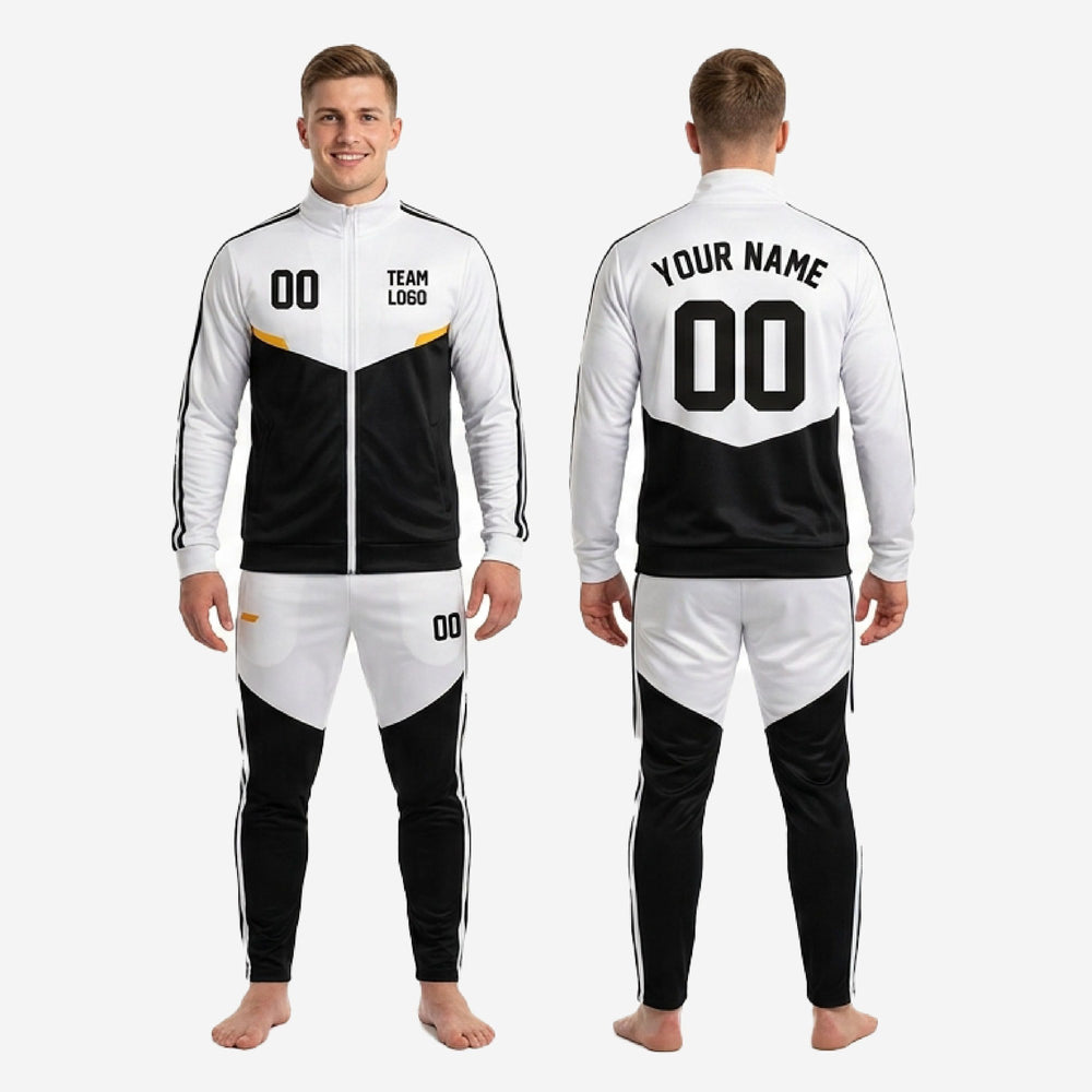 Custom Black and White Soccer Tracksuit - Team Numbers