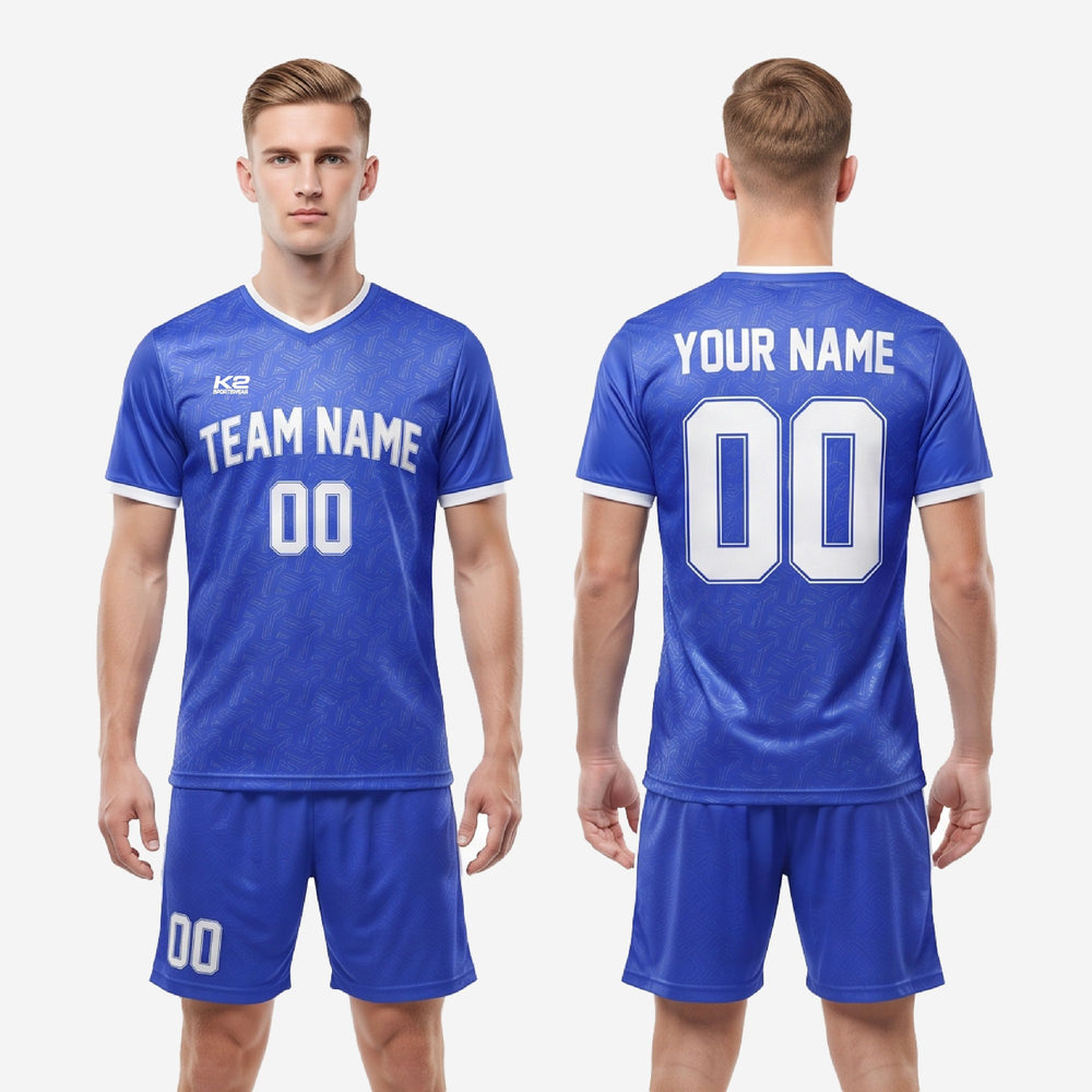 Blue and White Soccer Uniforms - Custom Royal Blue, Full Dye