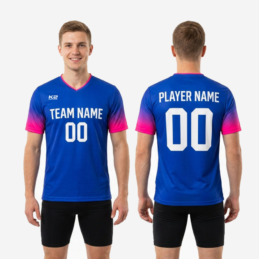 Hot Pink Trim Custom Blue Soccer Training Jersey - Royal Blue