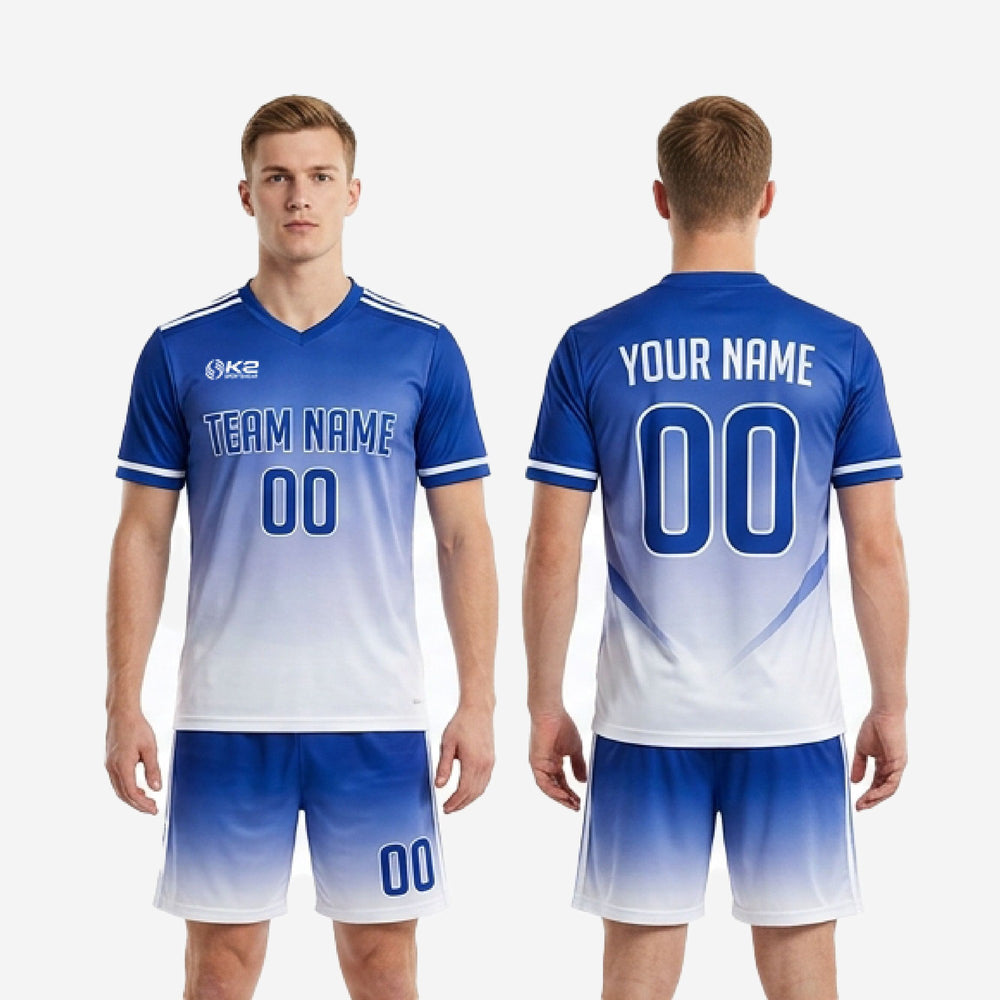 Bold Custom Blue and White Soccer Uniforms - Royal Blue Kit