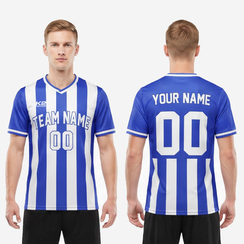 Custom Blue and White Soccer Jersey - Youth and Adult Sizes