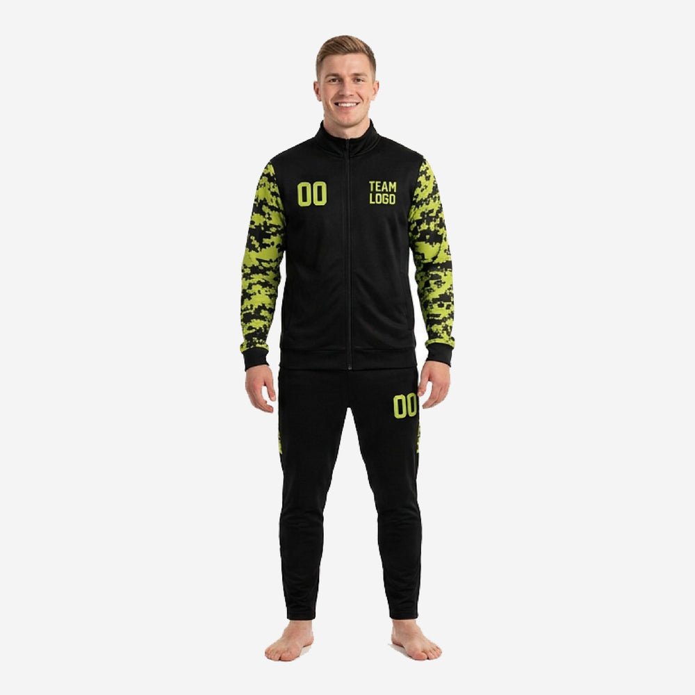 Custom Camo Soccer Tracksuit - Full Squad Black Kit