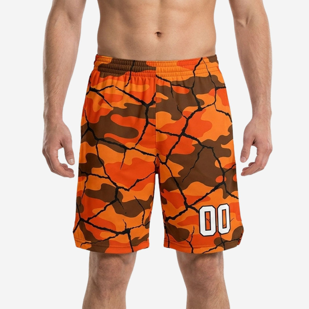 Custom Church League Basketball Shorts - Orange Camo Set