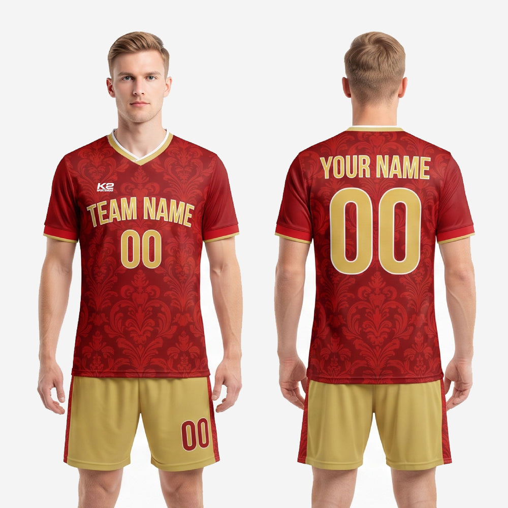 Custom Crimson and Gold Soccer Team Uniform Sets - Made to Order