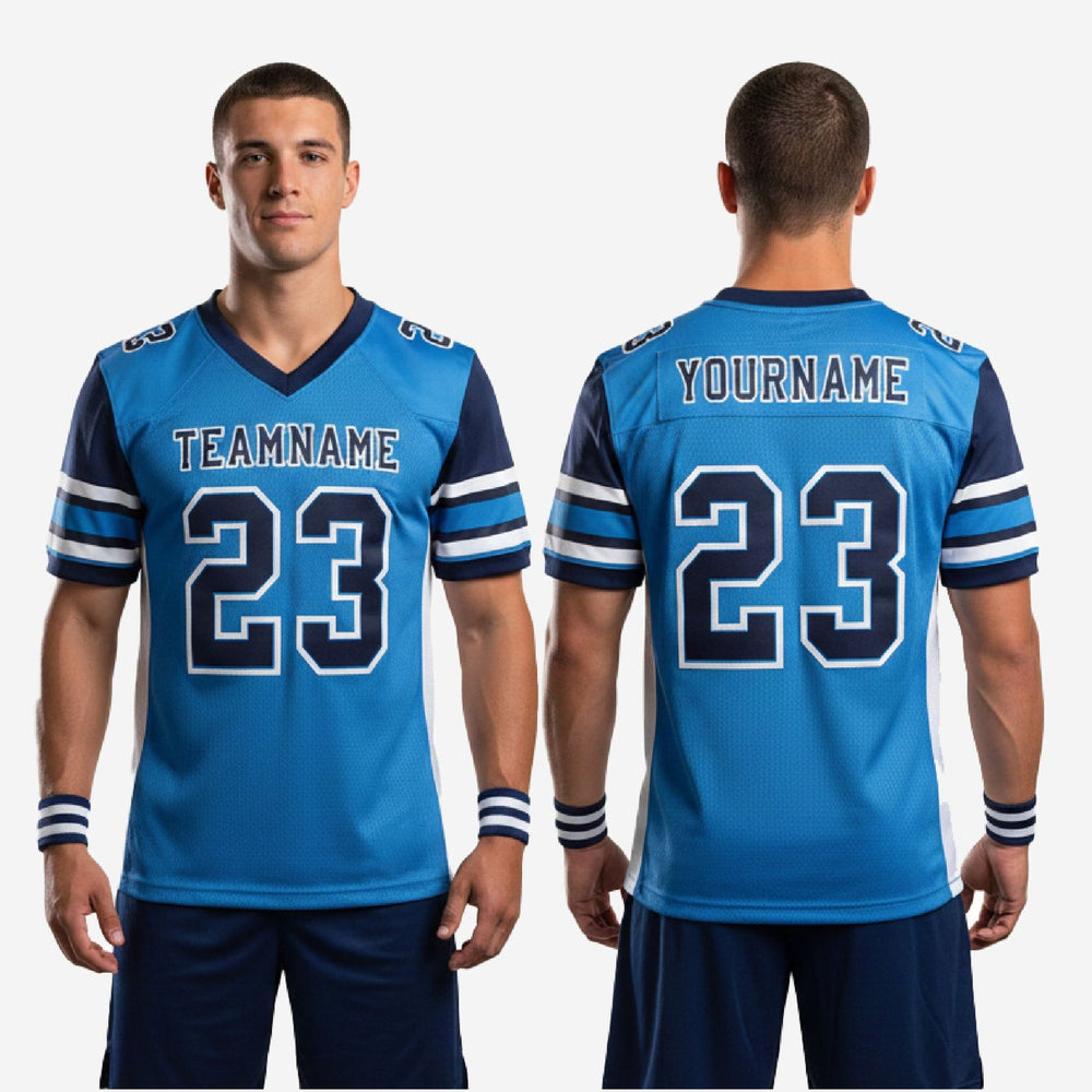 Custom Football Jerseys for Whole Team in Club Colors - Blue and Navy