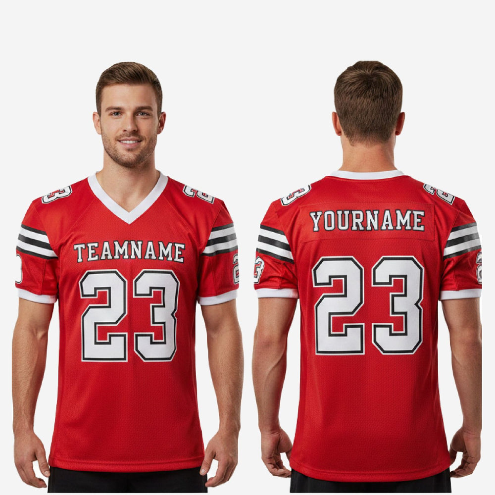 Stripe Custom Football Jerseys with Logo - Red and Black