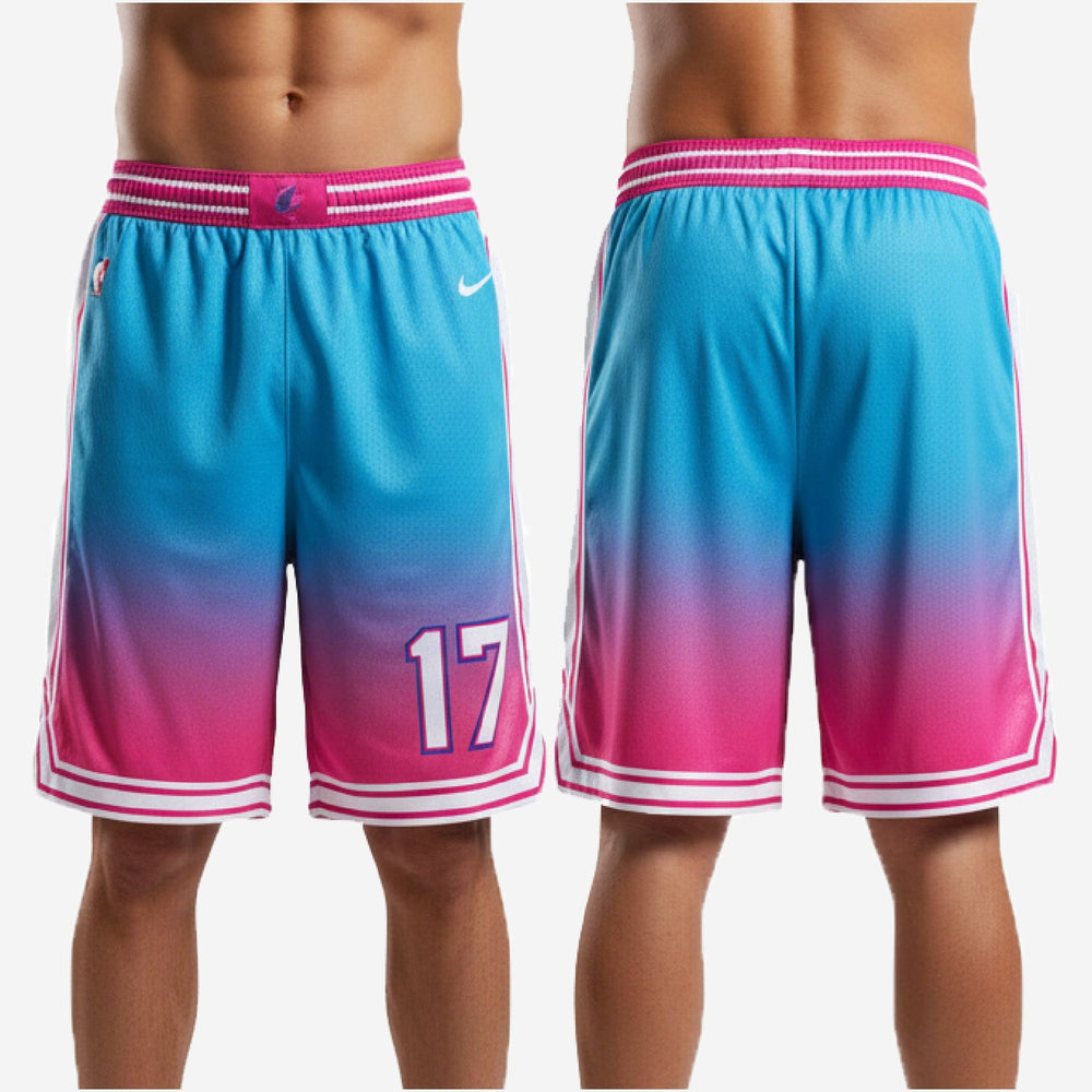 Custom Teal and Pink Basketball Shorts - Gradient Team Design