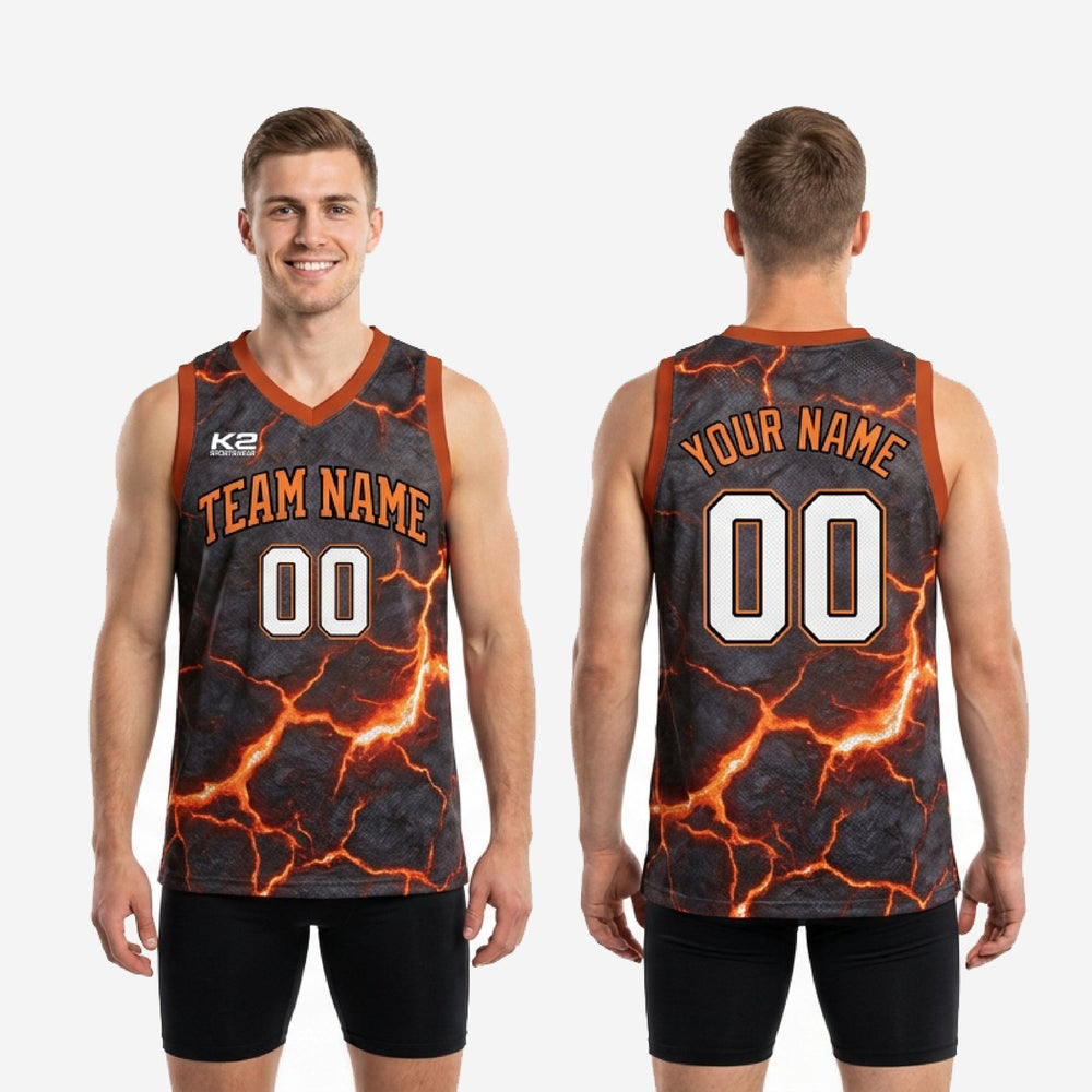 Custom Gray and Orange Basketball Jersey with Team Name and Numbers