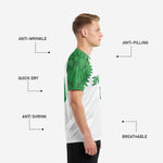 Back view of custom Kelly Green and white soccer jersey showing player name and number print zones in full-dye sublimation