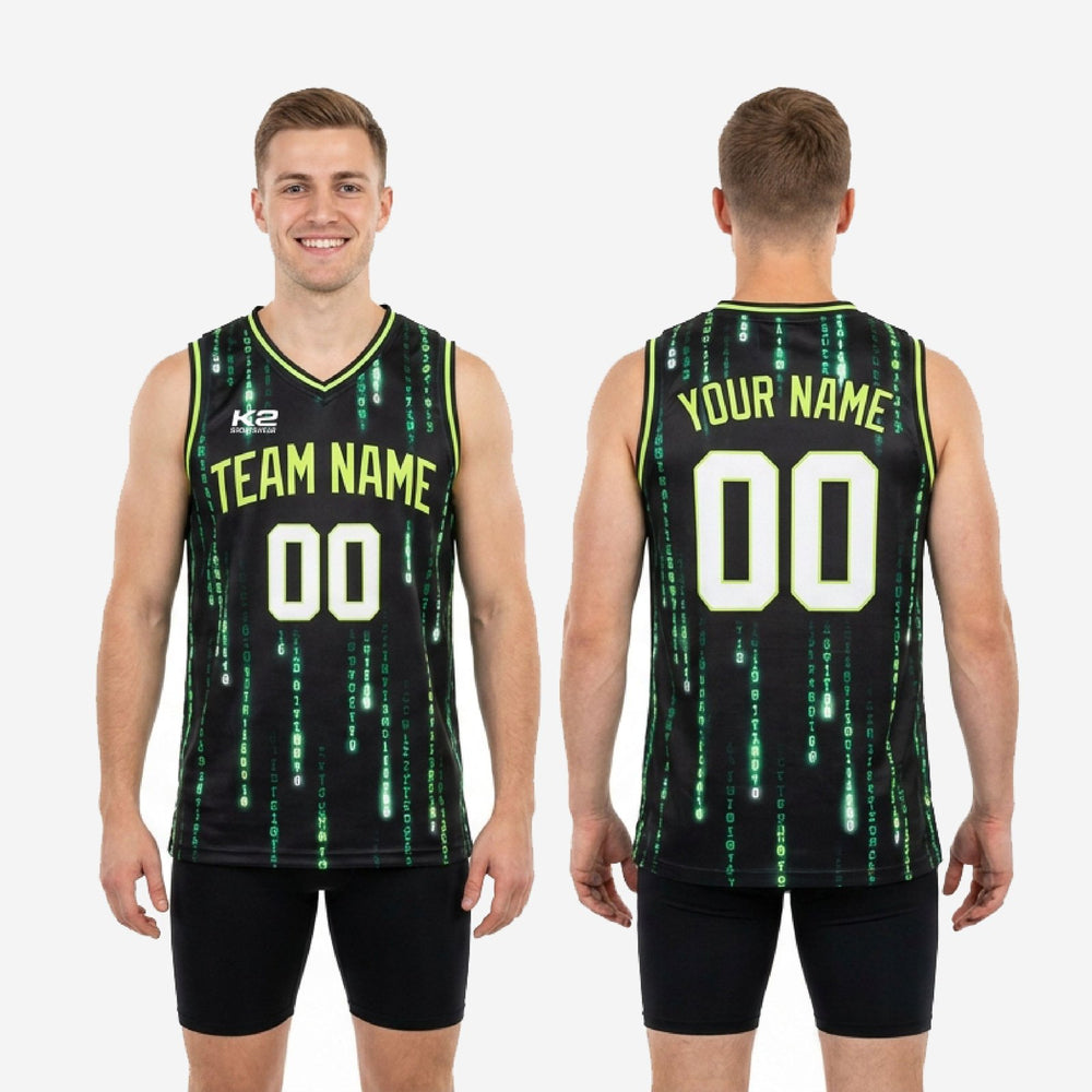 Custom Green Basketball Jersey Designs - Numbers Front and Back