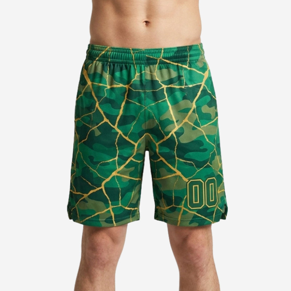 Custom Green Basketball Shorts - Green and Gold Tournament Set