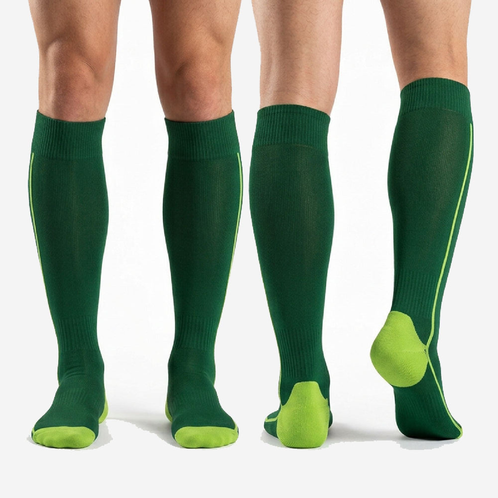 Custom Green Soccer Socks - Forest Green, Quick Dry Knit