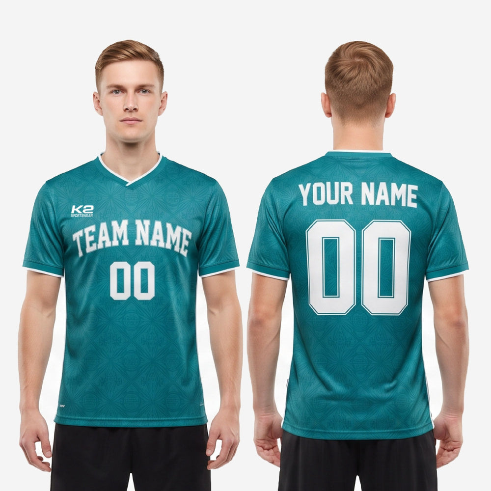 Custom Green Soccer Team Jersey - Teal, Breathable Mesh