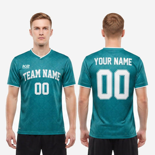 Custom Green Soccer Team Jersey - Teal, Breathable Mesh