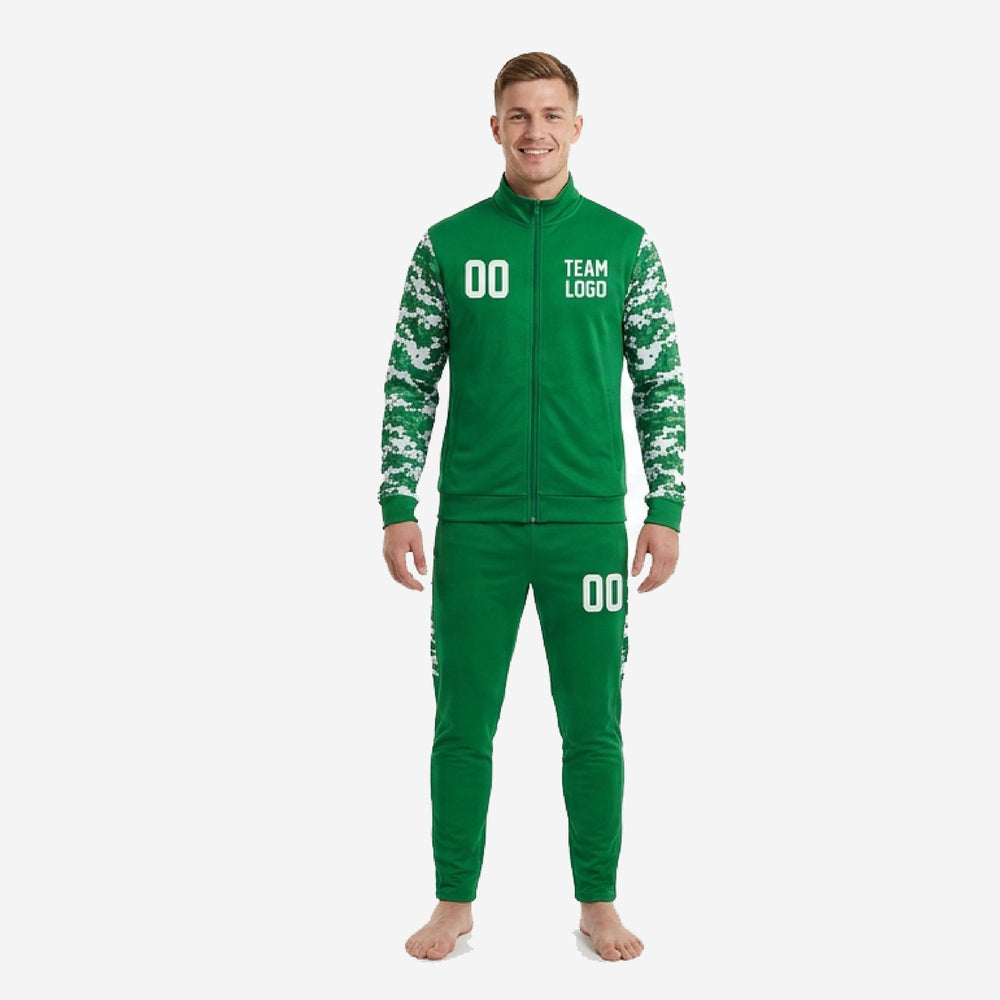 Green/White Custom Green Soccer Tracksuit | Digital Camo Set
