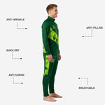 Custom green soccer tracksuit jacket only variant in Forest Green with Lime Green geometric diagonal panel and ribbed stand collar