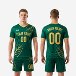 Custom green soccer uniforms full two-piece set for mens club and tournament teams