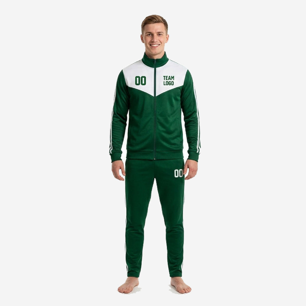 Chevron Green Soccer Tracksuit | Custom 2-Piece Set