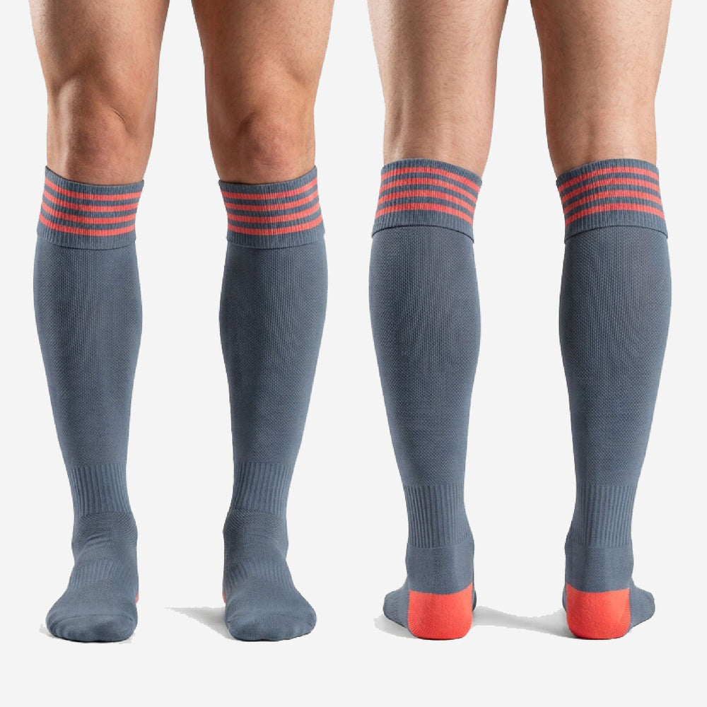 Custom Grey Soccer Socks | Team Socks with Stripes
